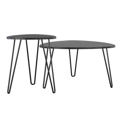 Athena Nesting Tables in Black Marble Look