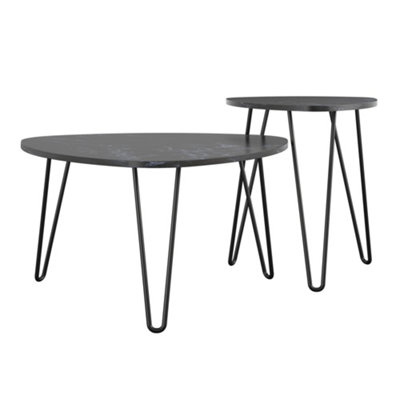 Athena Nesting Tables in Black Marble Look