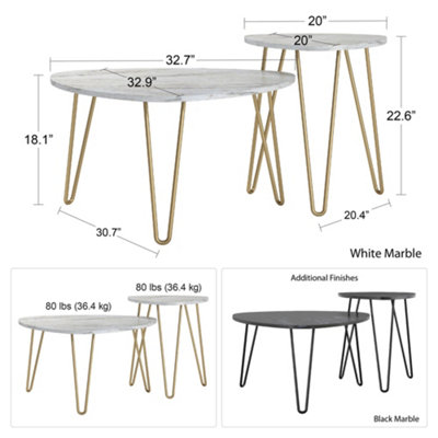 Athena Nesting Tables in Black Marble Look