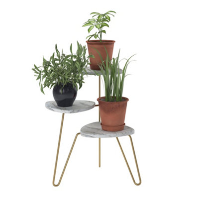 Athena Plant Stand in White Marble Look