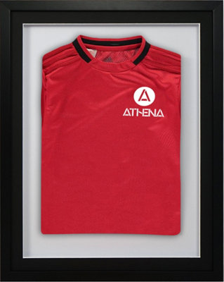 Athena Premium Wood DIY Sports Shirt Display 3D Mounted Black Frame  40 x 50cm Black Mount, White Backing Card