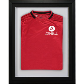 Athena Premium Wood DIY Sports Shirt Display 3D Mounted Black Frame  40 x 50cm Black Mount, White Backing Card