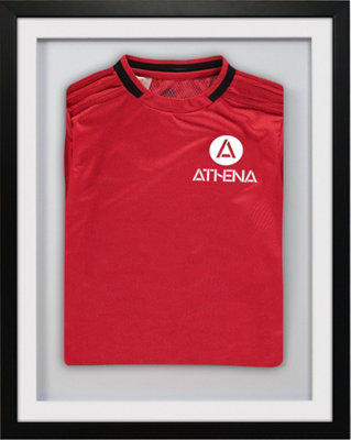 Athena Premium Wood DIY Sports Shirt Display 3D Mounted Black Frame  40 x 50cm White Mount, White Backing Card