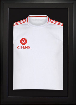 Athena Premium Wood DIY Sports Shirt Display 3D Mounted Black Frame 50 x 70cm Black Mount, Black Backing Card