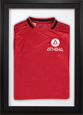 Athena Premium Wood DIY Sports Shirt Display 3D Mounted Black Frame 50 x 70cm Black Mount, White Backing Card