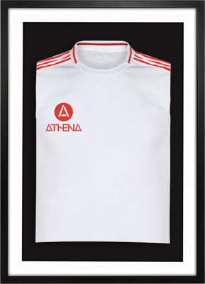 Athena Premium Wood DIY Sports Shirt Display 3D Mounted Black Frame 50 x 70cm White Mount, Black Backing Card