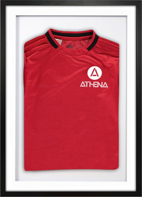 Athena Premium Wood DIY Sports Shirt Display 3D Mounted Black Frame 50 x 70cm White Mount, White Backing Card