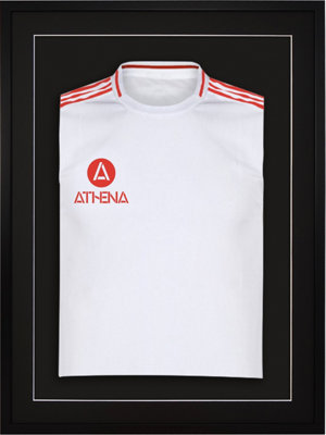 Athena Premium Wood DIY Sports Shirt Display 3D Mounted Black Frame 60 x 80cm Black Mount, Black Backing Card