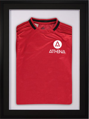 Athena Premium Wood DIY Sports Shirt Display 3D Mounted Black Frame 60 x 80cm Black Mount, White Backing Card