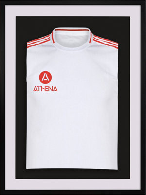 Athena Premium Wood DIY Sports Shirt Display 3D Mounted Black Frame 60 x 80cm White Mount, Black Backing Card