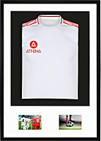 Athena Premium Wood DIY Sports Shirt Display 3D Mounted + Double Aperture Black Frame 59.4 x 84cm White Mount, Black Backing Card