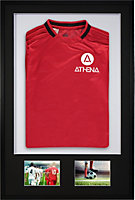 Athena Premium Wood DIY Sports Shirt Display 3D Mounted + Double Aperture Black Frame 61 x 91.5cm Black Mount, White Backing Card