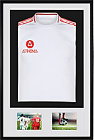 Athena Premium Wood DIY Sports Shirt Display 3D Mounted + Double Aperture Black Frame 61 x 91.5cm White Mount, Black Backing Card