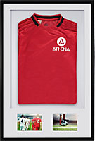 Athena Premium Wood DIY Sports Shirt Display 3D Mounted + Double Aperture Black Frame 61 x 91.5cm White Mount, White Backing Card
