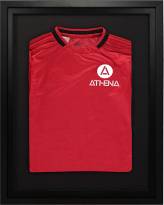 Athena Premium Wood DIY Sports Shirt Display Standard Black Frame 40 x 50cm Black Inner Frame, Black Backing Card