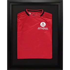 Athena Premium Wood DIY Sports Shirt Display Standard Black Frame 40 x 50cm Black Inner Frame, Black Backing Card