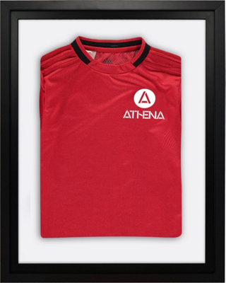 Athena Premium Wood DIY Sports Shirt Display Standard Black Frame 40 x 50cm Black Inner Frame, White Backing Card