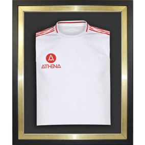 Athena Premium Wood DIY Sports Shirt Display Standard Black Frame 40 x 50cm Gold Inner Frame, Black Backing Card