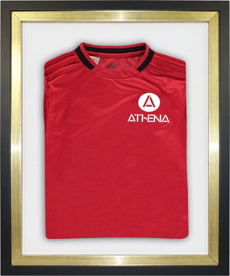 Athena Premium Wood DIY Sports Shirt Display Standard Black Frame 40 x 50cm Gold Inner Frame, White Backing Card
