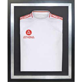 Athena Premium Wood DIY Sports Shirt Display Standard Black Frame 40 x 50cm Platinum Inner Frame, Black Backing Card