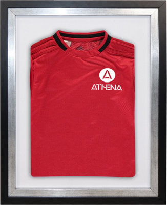 Athena Premium Wood DIY Sports Shirt Display Standard Black Frame 40 x 50cm Platinum Inner Frame, White Backing Card