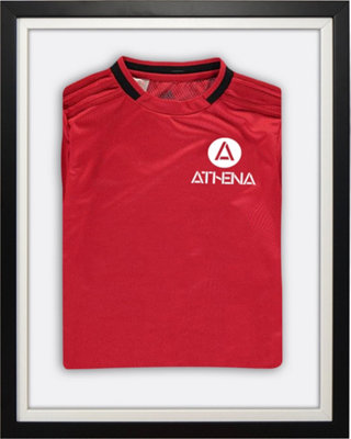 Athena Premium Wood DIY Sports Shirt Display Standard Black Frame 40 x 50cm White Inner Frame, White Backing Card