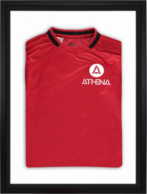Athena Premium Wood DIY Sports Shirt Display Standard Black Frame 50 x 70cm Black Inner Frame, White Backing Card