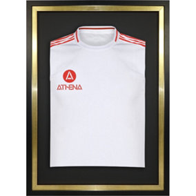 Athena Premium Wood DIY Sports Shirt Display Standard Black Frame 50 x 70cm Gold Inner Frame, Black Backing Card