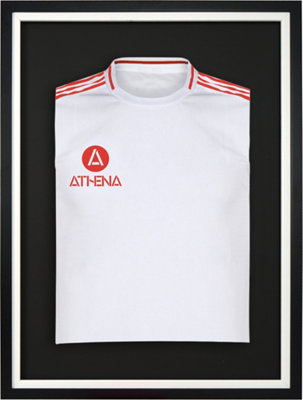 Athena Premium Wood DIY Sports Shirt Display Standard Black Frame 50 x 70cm White Inner Frame, Black Backing Card