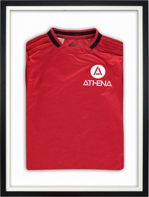 Athena Premium Wood DIY Sports Shirt Display Standard Black Frame 50 x 70cm White Inner Frame, White Backing Card