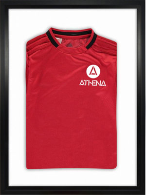 Athena Premium Wood DIY Sports Shirt Display Standard Black Frame 60 x 80cm Black Inner Frame, White Backing Card
