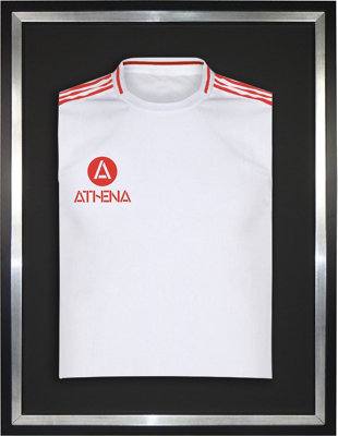 Athena Premium Wood DIY Sports Shirt Display Standard Black Frame 60 x 80cm Platinum Inner Frame, Black Backing Card