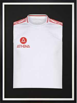 Athena Premium Wood DIY Sports Shirt Display Standard Black Frame 60 x 80cm White Inner Frame, Black Backing Card