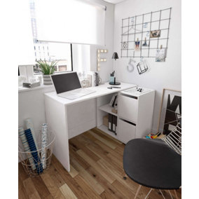 Athena White Reversible Desk with Storage