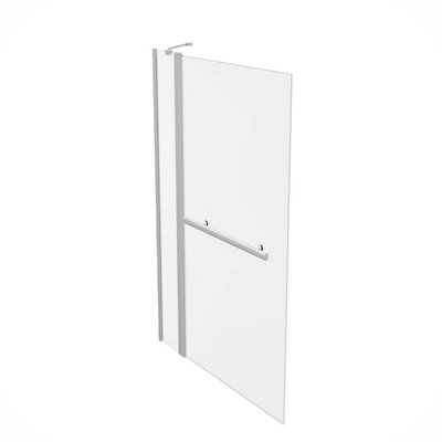 Athens 1000mm Square Glass Bath Screen Swing Door & Towel Bar Chrome - 6