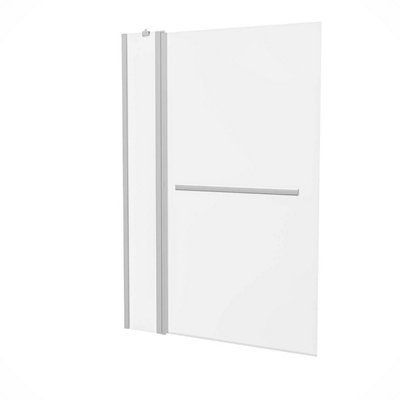 Athens 1000mm Square Glass Bath Screen Swing Door & Towel Bar Chrome - 7