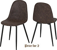 Athens Dining Chair (Pack of 2) - L55 x W44.5 x H85.5 cm - Brown Faux Leather