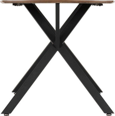 Athens Dining Table in Medium Oak Effect and Black Metal Legs