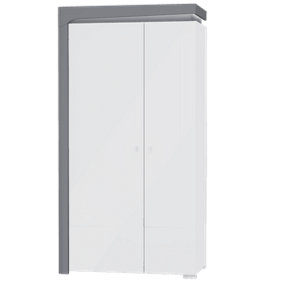 Athens Grey And White Gloss 2 Door Wardrobe With LED Lights