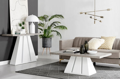 Athens Matte Grey Concrete Effect Coffee Table with Statement ...