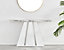 Athens Matte White Marble Effect Console Table with Statement Triangular Structural Plinth Leg for Modern Living Room or Hallways