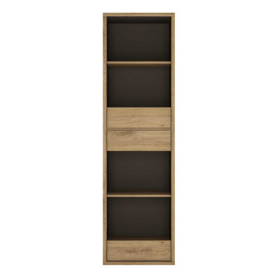 Athens Natural Oak-Effect Tall Narrow 3-Drawer Bookcase