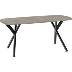 Athens Oval Coffee Table - L60 x W100 x H45.5 cm - Concrete Effect/Black