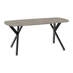 Athens Oval Coffee Table - L60 x W100 x H45.5 cm - Concrete Effect/Black