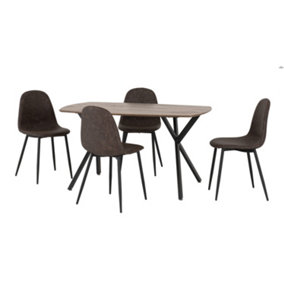Athens Rectangular Dining Set Table and 4 Chairs in Medium Oak Effect and Black