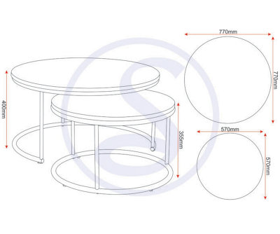 Athens Round Nest of 2 Tables in Concrete Effect and Black Metal