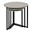 Athens Round Nest of Tables - L50 x W50 x H50 cm - Concrete Effect/Black