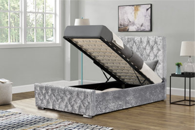 Silver single store ottoman bed