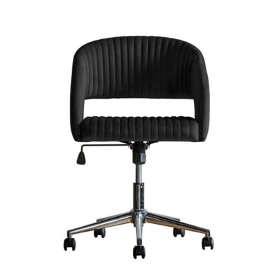 Athens Swivel Chair Upholstered Velvet Padded Seat Black