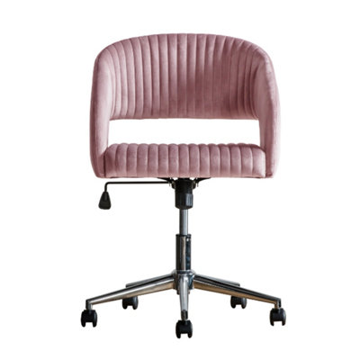 Athens Swivel Chair Upholstered Velvet Padded Seat Pink